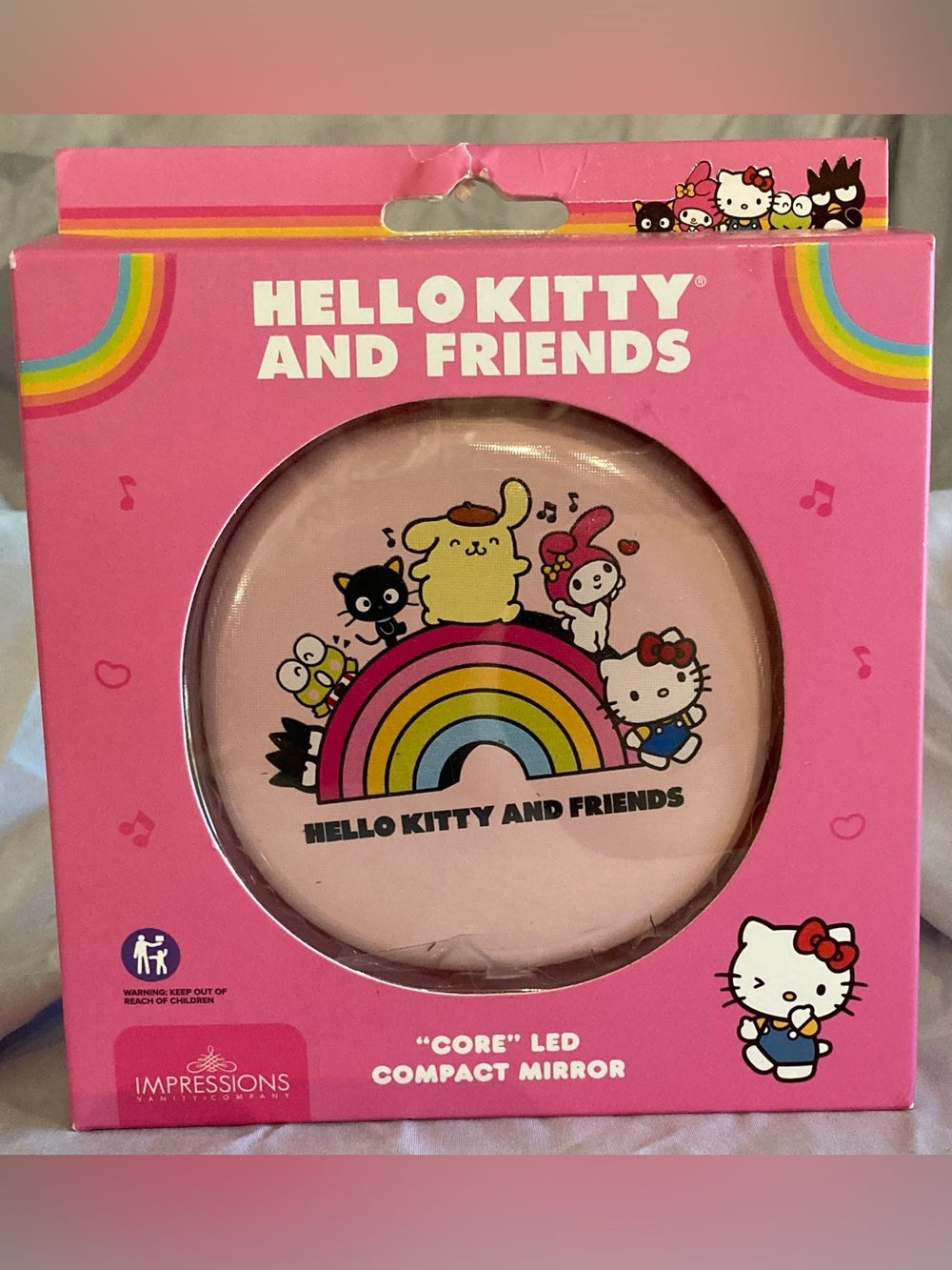 Hello Kitty and Friends LED Pink Rainbow Compact Mirror